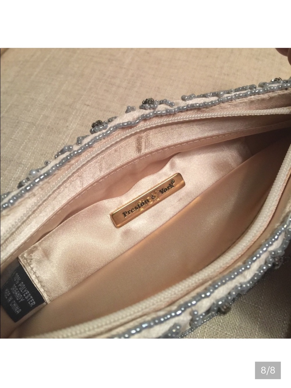 Preston & York Vintage Silver Beaded & Embellished Evening Clutch Handbag - Picture 8 of 13